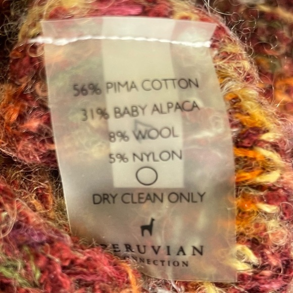 Peruvian Connection Alpaca Wool Blend Oversized  Cable Knit Pull Over Sweater - Picture 6 of 6